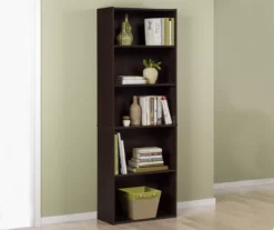 Dark Russet Brown 5-Shelf Bookcase -Happy Home Area 810367636 3