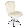 Taylor White Faux Fur Armless Office Chair