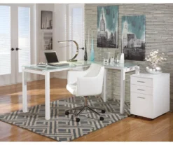 Baraga White L-Shaped Corner Desk -Happy Home Area 810389269 1