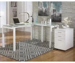 Baraga White L-Shaped Corner Desk -Happy Home Area 810389269 3