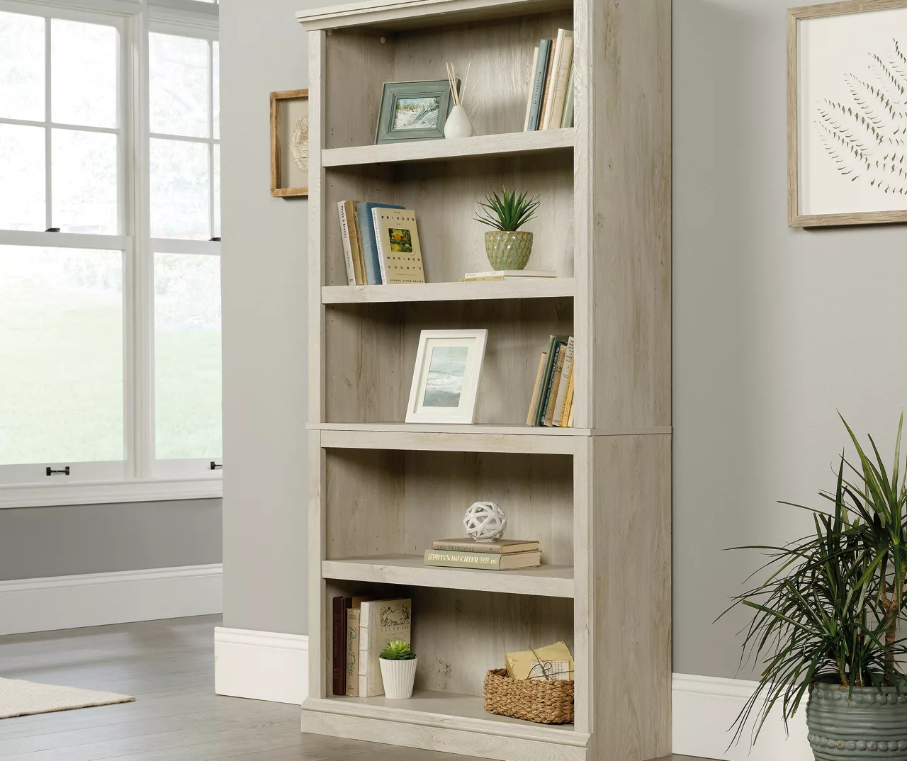 Chalked Chestnut Tan 5-Shelf Bookcase 2 Chalked Chestnut Tan 5-Shelf Bookcase - Image 2