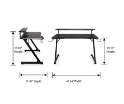 Black LED Gaming Desk With Riser -Happy Home Area 810499569 10