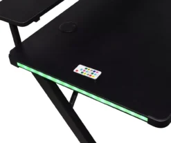 Black LED Gaming Desk With Riser -Happy Home Area 810499569 5
