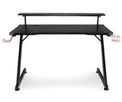 Black LED Gaming Desk With Riser