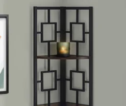 Espresso Square 4-Shelf Corner Bookcase -Happy Home Area 810512903 4