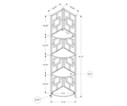 Dark Taupe Square 4-Shelf Corner Bookcase -Happy Home Area 810512904 3