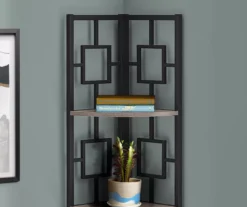 Dark Taupe Square 4-Shelf Corner Bookcase -Happy Home Area 810512904 4