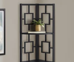 Black Square 4-Shelf Corner Bookcase -Happy Home Area 810512905 4