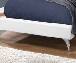 White Tufted Faux Leather Twin Upholstered Platform Bed -Happy Home Area 810512926 4