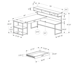 Dark Taupe & Black L-Shaped Corner Desk -Happy Home Area 810512936 3