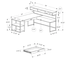 Monarch L-Shaped Corner Desk With Hutch 13 Monarch L-Shaped Corner Desk With Hutch -Happy Home Area 810512937 3