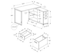 Gray Reversible L-Shaped Corner Desk -Happy Home Area 810512938 3