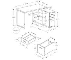 Dark Taupe Reversible L-Shaped Corner Desk -Happy Home Area 810512939 3