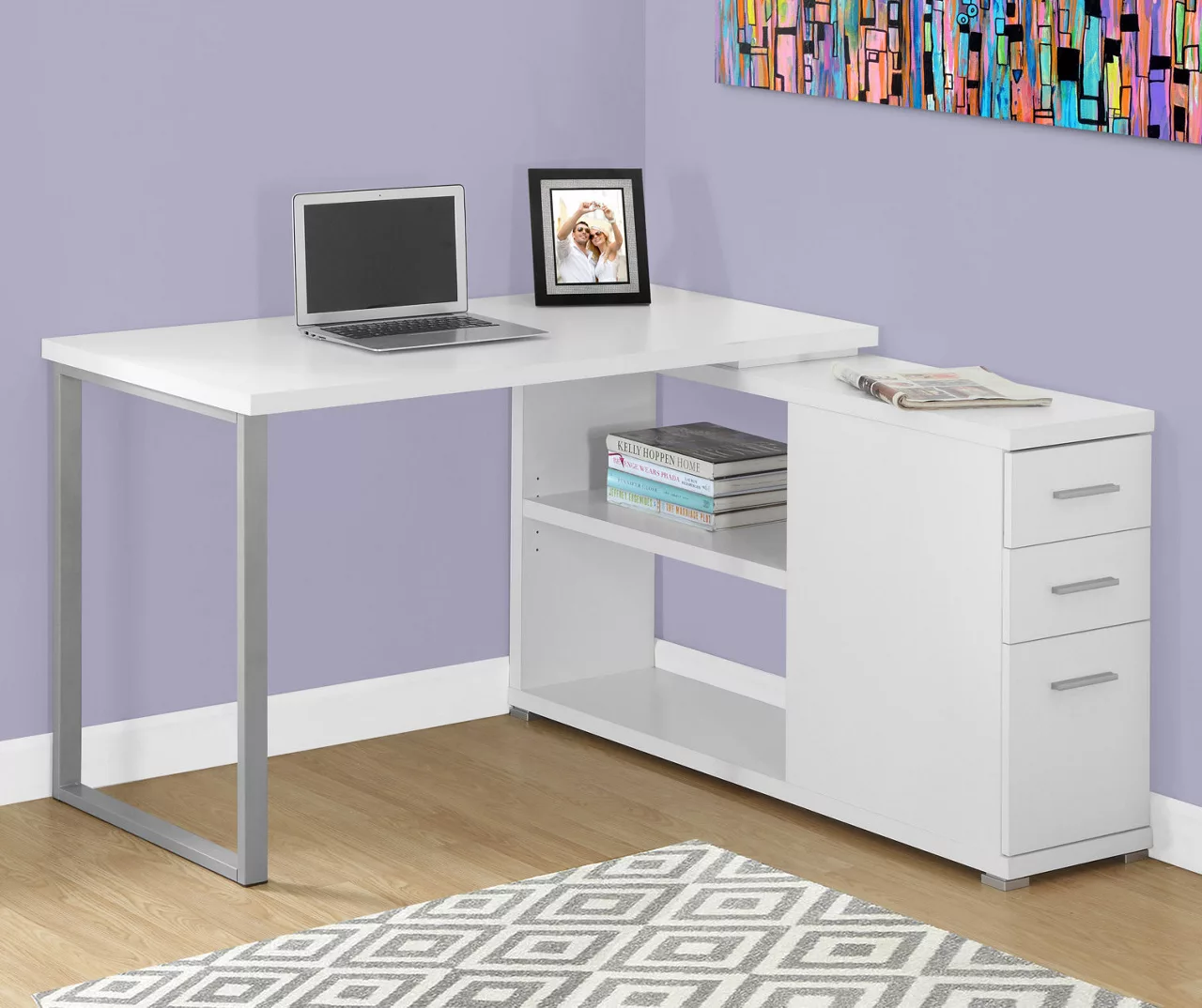 White Reversible L-Shaped Corner Desk 2 White Reversible L-Shaped Corner Desk - Image 2