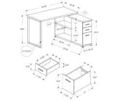 White Reversible L-Shaped Corner Desk 7 White Reversible L-Shaped Corner Desk -Happy Home Area 810512940 3