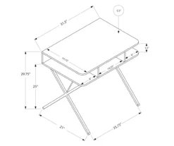 Silver & White Writing Desk -Happy Home Area 810512942 3
