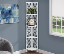 Monarch Geometric 4-Shelf Corner Bookcase 36 Monarch Geometric 4-Shelf Corner Bookcase -Happy Home Area 810512945 1