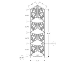 Monarch Geometric 4-Shelf Corner Bookcase 37 Monarch Geometric 4-Shelf Corner Bookcase -Happy Home Area 810512945 3