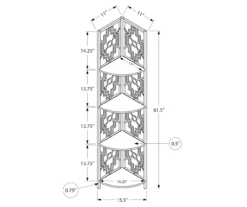 Monarch Geometric 4-Shelf Corner Bookcase 33 Monarch Geometric 4-Shelf Corner Bookcase -Happy Home Area 810512947 3