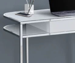 White & Silver Chrome Office Desk -Happy Home Area 810512954 4