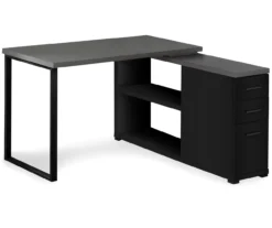 Gray & Black L-Shaped 3-Drawer Computer Desk
