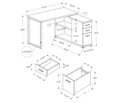 Gray & Black L-Shaped 3-Drawer Computer Desk -Happy Home Area 810512962 3