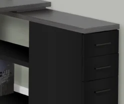 Gray & Black L-Shaped 3-Drawer Computer Desk -Happy Home Area 810512962 4