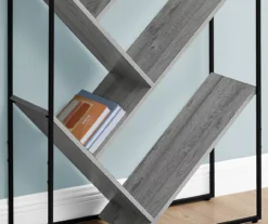 Gray 5-Shelf Slanted Bookcase -Happy Home Area 810512987 4