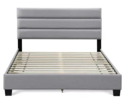 Gray Hudson Queen Upholstered Linen Fabric Bed -Happy Home Area 810513495 10