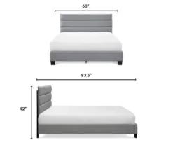 Gray Hudson Queen Upholstered Linen Fabric Bed -Happy Home Area 810513495 6