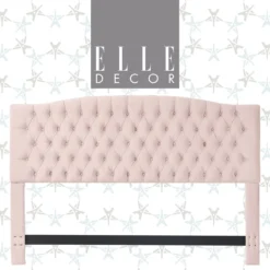 French Blush Pink Celeste Upholstered King Headboard -Happy Home Area 810513528