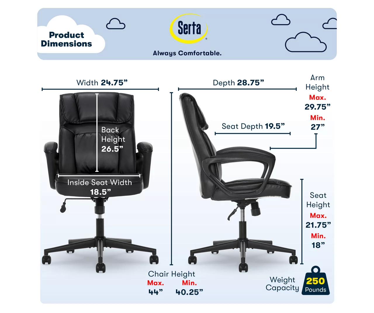 Hannah Black Bonded Leather Office Chair 12 Hannah Black Bonded Leather Office Chair - Image 12