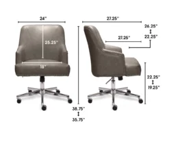 Leighton Gray Memory Foam Bonded Leather Office Chair 25 Leighton Gray Memory Foam Bonded Leather Office Chair -Happy Home Area 810513560 3