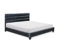 Black Channel Tufted King Upholstered Bed Frame 20 Black Channel Tufted King Upholstered Bed Frame -Happy Home Area 810513588 2