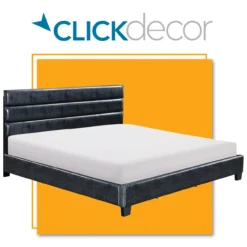 Black Channel Tufted King Upholstered Bed Frame 31 Black Channel Tufted King Upholstered Bed Frame -Happy Home Area 810513588