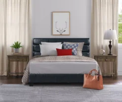 Black Channel Tufted King Upholstered Bed Frame 30 Black Channel Tufted King Upholstered Bed Frame -Happy Home Area 810513588 5