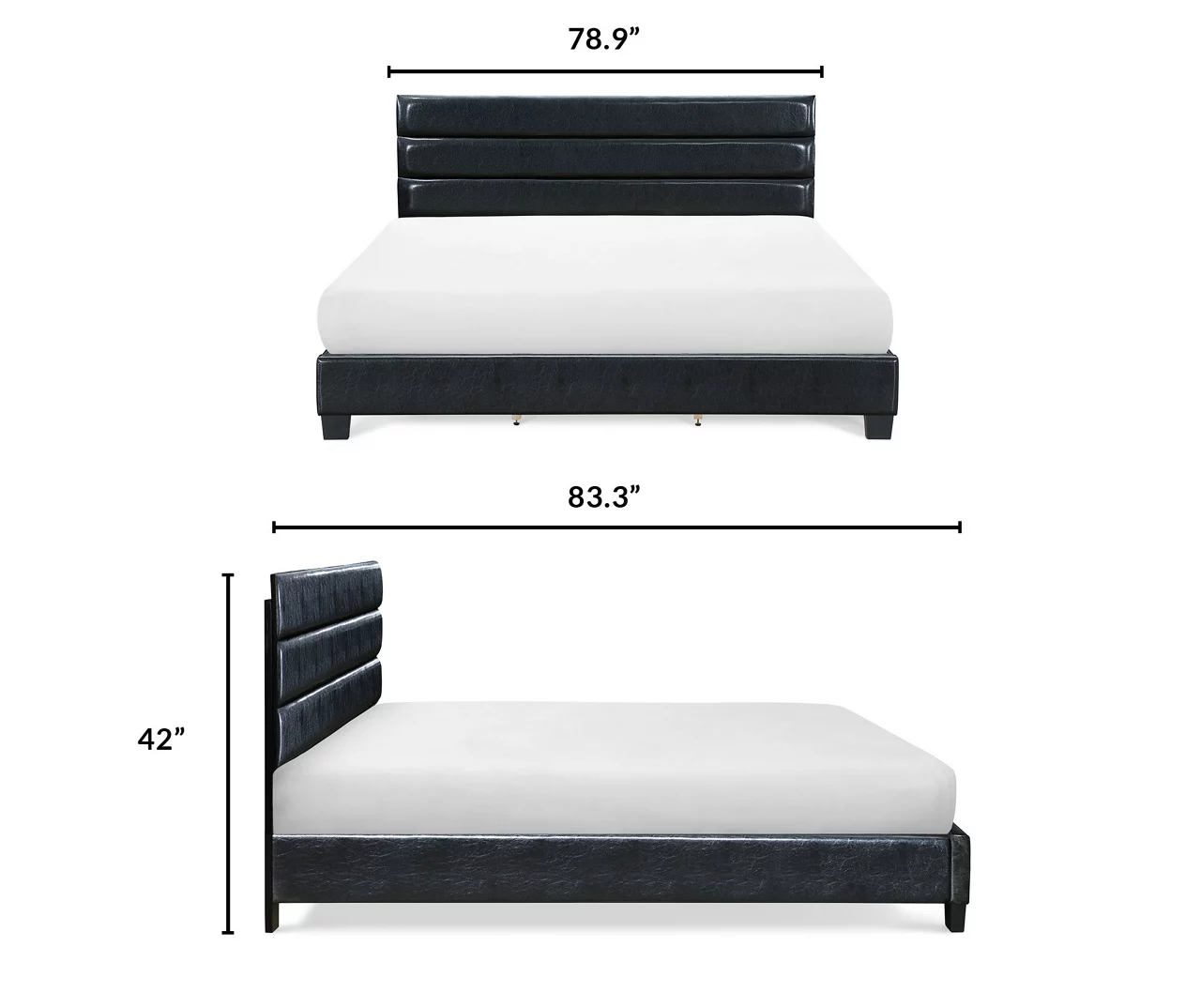 Black Channel Tufted King Upholstered Bed Frame 12 Black Channel Tufted King Upholstered Bed Frame - Image 12