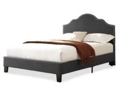 Lombard Charcoal Gray California King Upholstered Bed -Happy Home Area 810519986 2