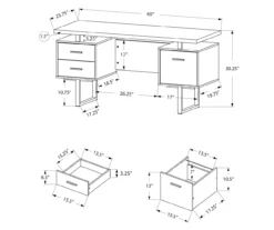 60" Cherry Woodgrain & Black Floating Desk -Happy Home Area 810527325 5