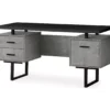 60" Concrete Gray & Black Floating Desk