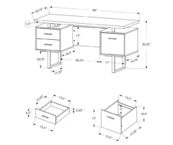 60" Concrete Gray & Black Floating Desk 9 60" Concrete Gray & Black Floating Desk -Happy Home Area 810527329 5