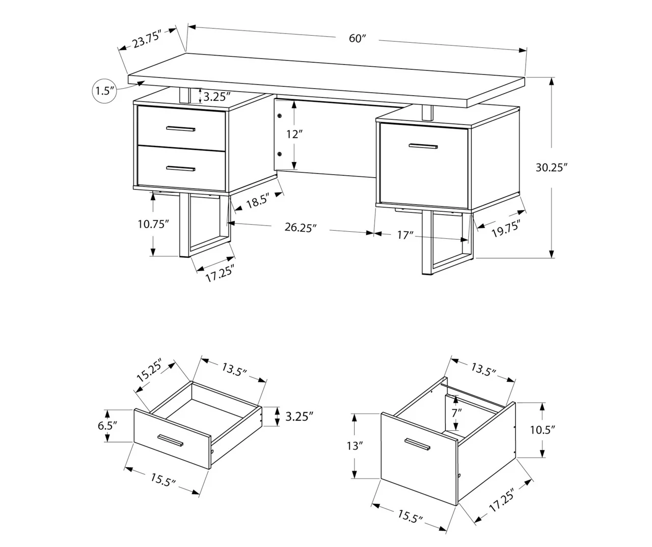 60" Concrete Gray & Black Floating Desk 5 60" Concrete Gray & Black Floating Desk - Image 5