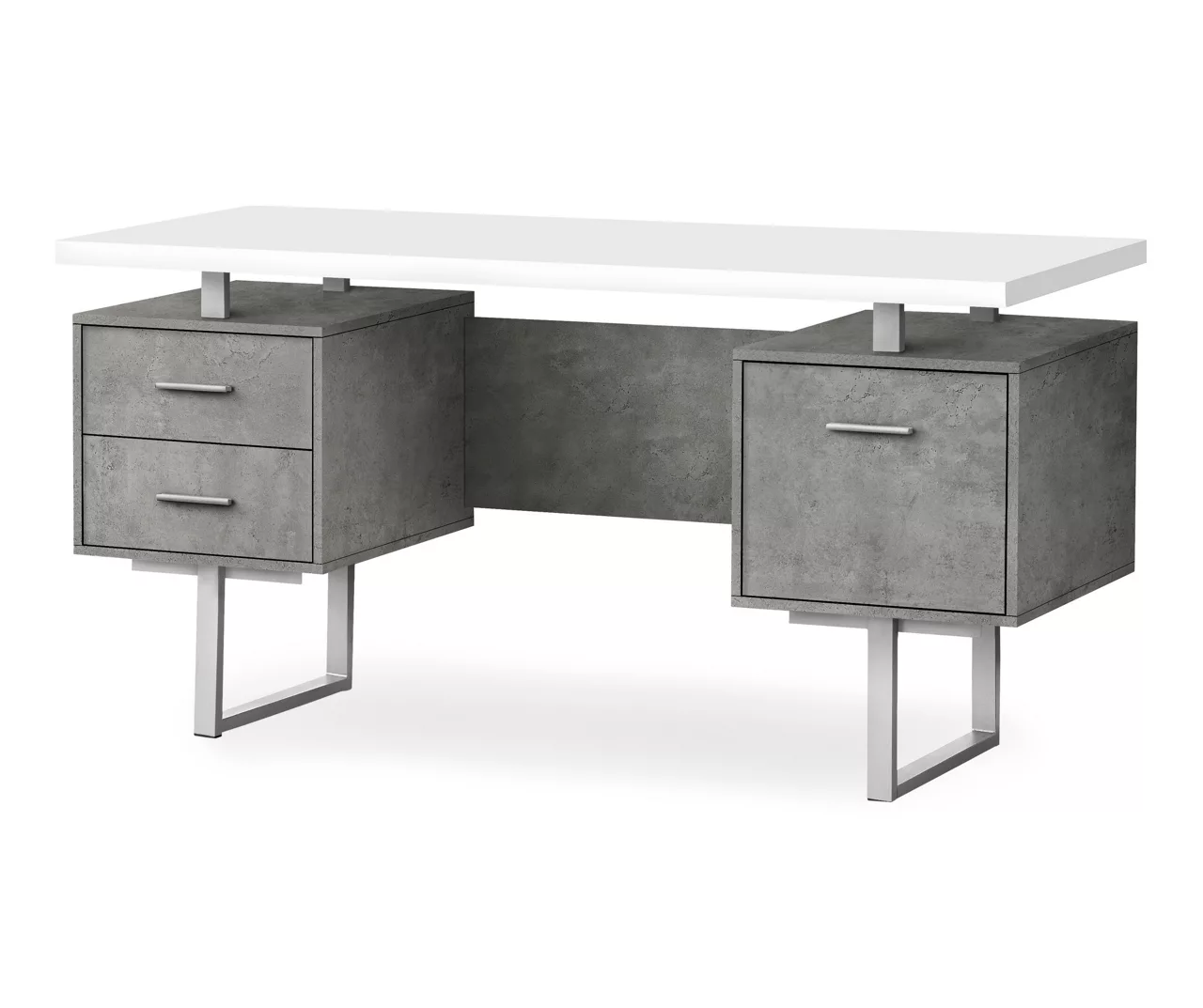 60" Concrete Gray & White Floating Desk 1 60" Concrete Gray & White Floating Desk