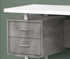 60" Concrete Gray & White Floating Desk 7 60" Concrete Gray & White Floating Desk -Happy Home Area 810527330 3