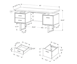 60" Black & Silver Floating Desk -Happy Home Area 810527331 5