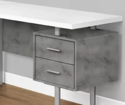 Faux Concrete & White 3-Drawer L-Shaped Corner Desk -Happy Home Area 810527349 3