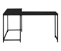 Black Metal L-Shaped Corner Desk -Happy Home Area 810527369 3