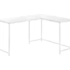 White Metal L-Shaped Corner Desk