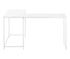 White Metal L-Shaped Corner Desk -Happy Home Area 810527370 3