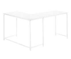 White Metal L-Shaped Corner Desk -Happy Home Area 810527370 6